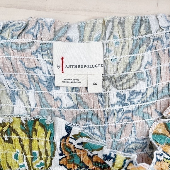 Anthropologie • Rayna Relaxed Smocked‎ Blouse in Yellow & Orange, Size XS - Picture 7 of 14